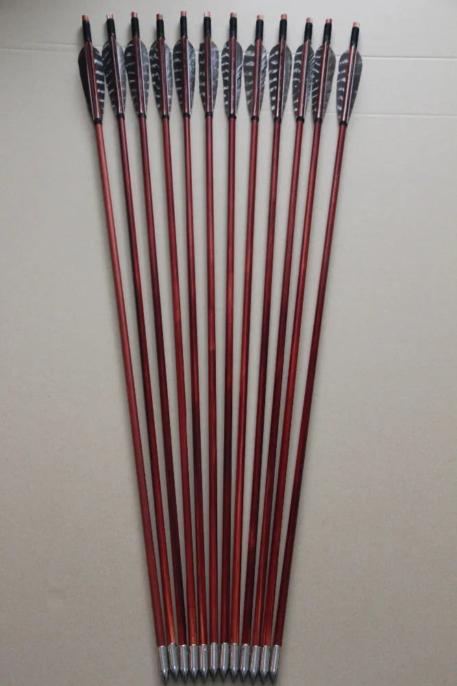 

12Pcs Handcraft Wooden Arrows Eaglecrest Turkey Feather for Longbow