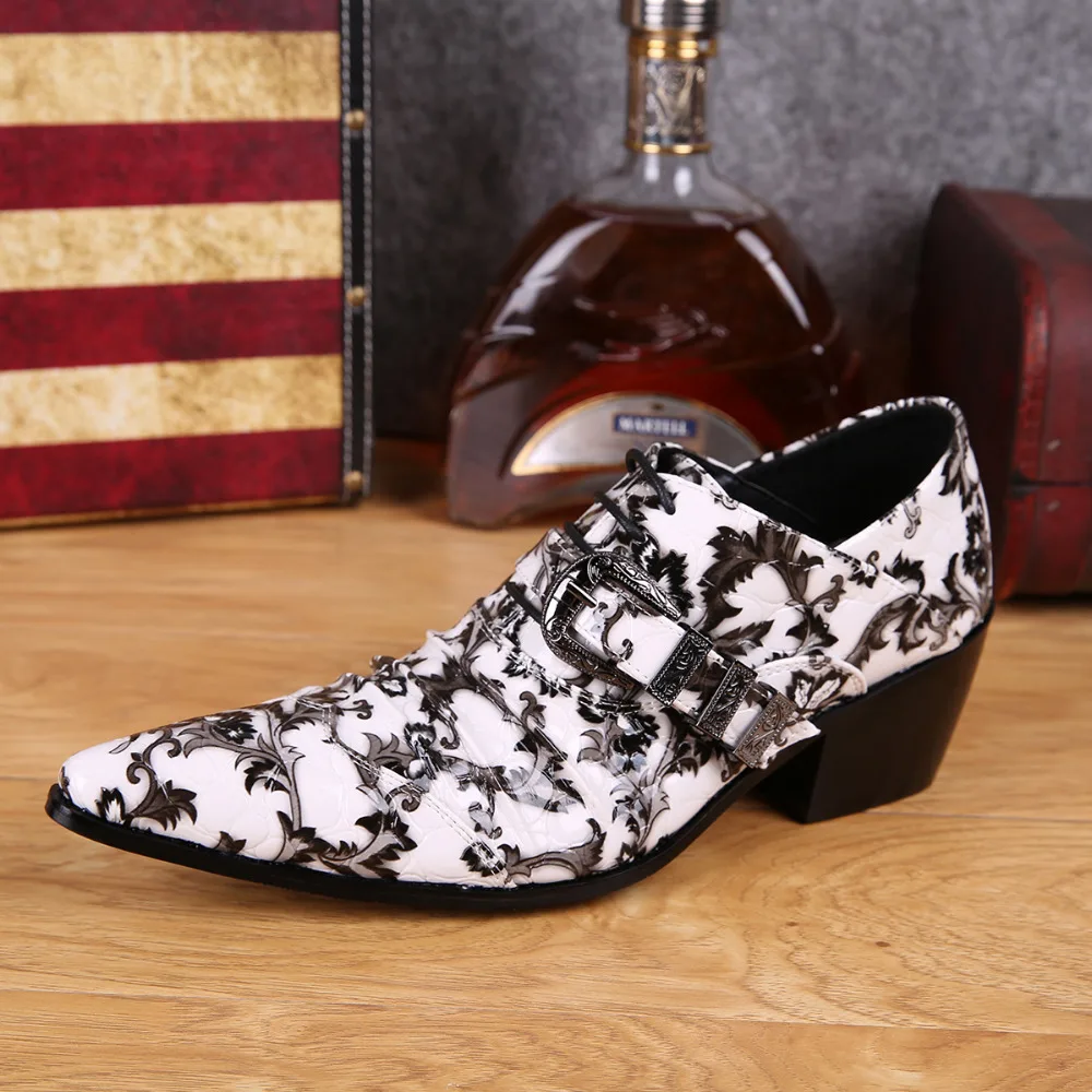 Новинка мужские туфли из натуральной кожи с принтом Мужские модельные острым