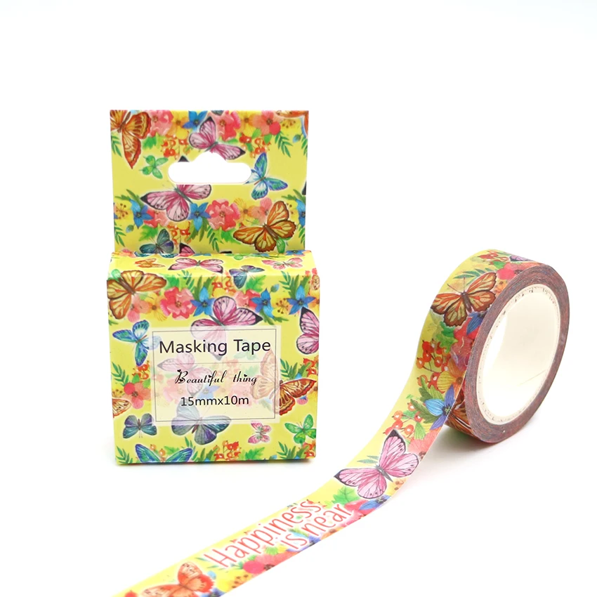 Упаковочная коробка Kawaii Butterfly Washi лента отличного качества красочная бумажная