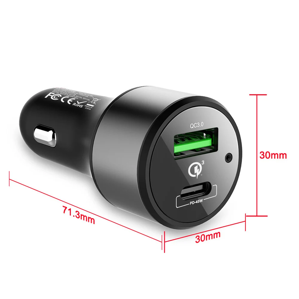 Usb type C адаптер 12V3A 18 Вт 45 Вт PD Быстрая зарядка 3,0 быстрое автомобильное зарядное устройство для iPhone для Macbook Air Dell XPS XIAOMI ноутбук