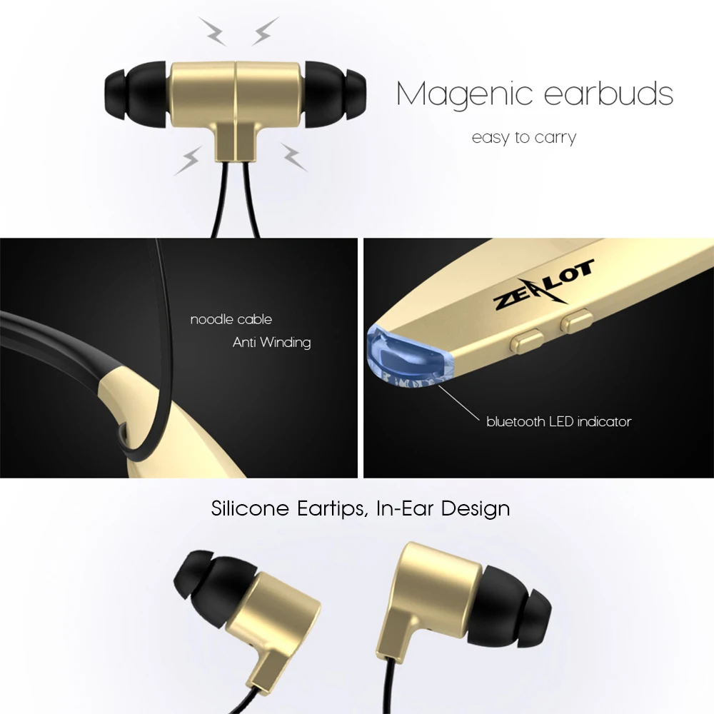 ZEALOT H7 Водонепроницаемый фитнес Bluetooth наушники HiFi стерео Беспроводная гарнитура