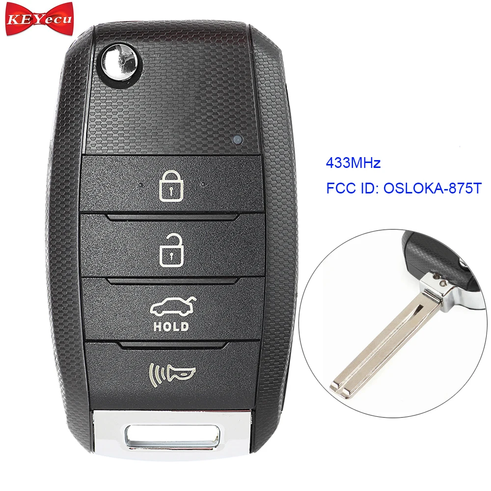KEYECU для Kia Soul дистанционный ключ-брелок от машины 433 МГц FCC ID: OSLOKA-875T P/N: 95430-B2100