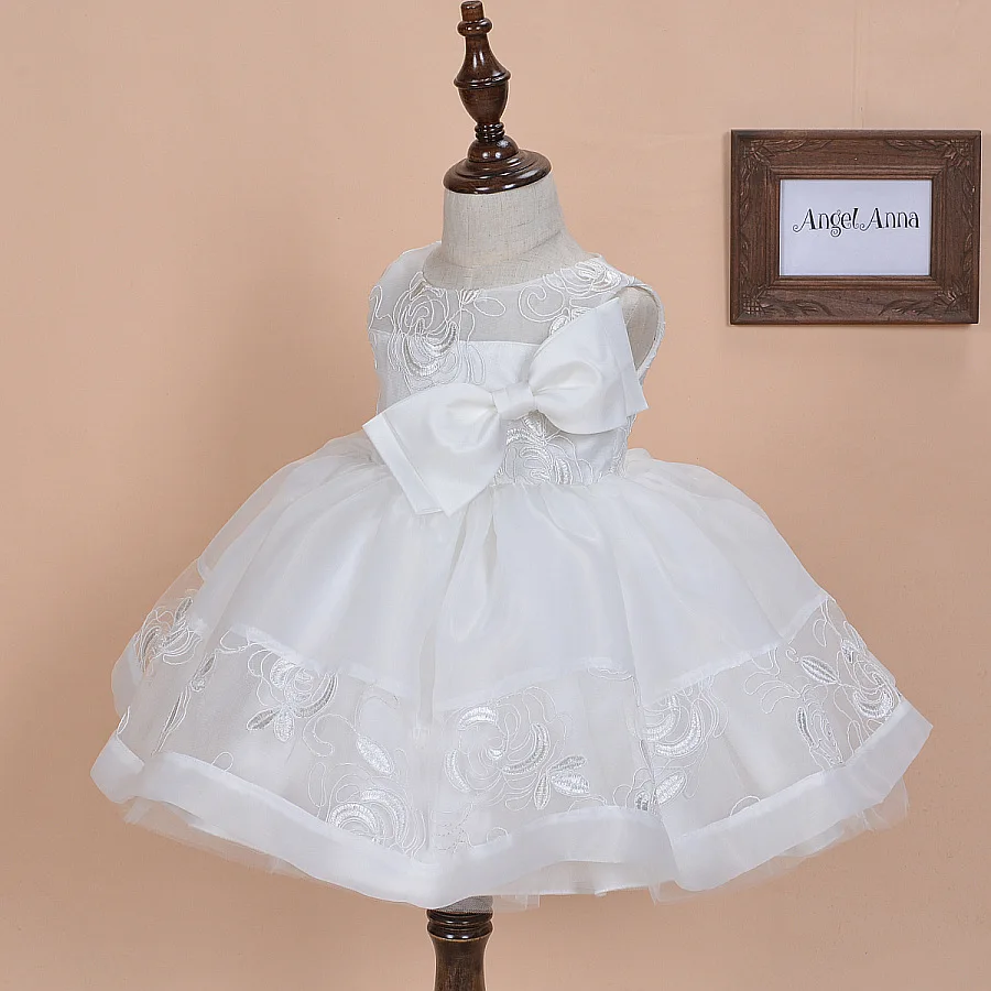 2 pcs/Set Baby Girl Party Dress Beige Dress+Hat Newborn Big Bow Christening gowns Baptism Clothes 1 year birthday dress | Детская одежда