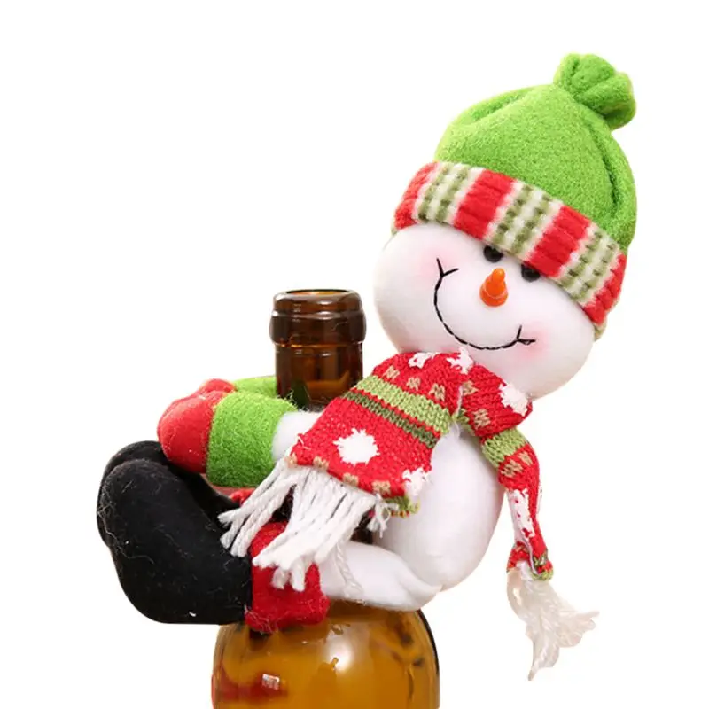 Christmas Wine Bottle Cover Lovely Hug Elves/Snowman/Santa Claus Dinning Table Decorative Ornament | Дом и сад