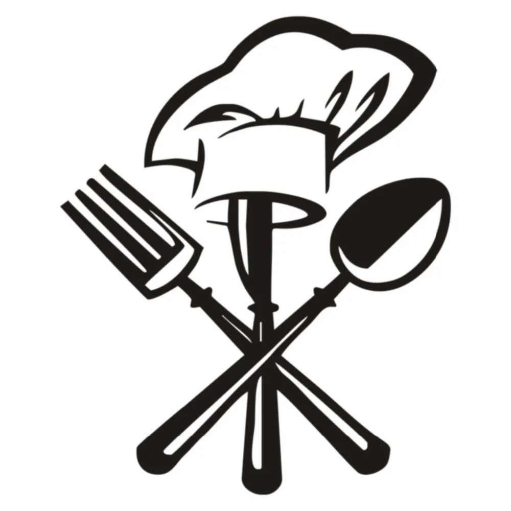 

Home Removable Kitchen Vinyl Wall Stickers Tableware With A Cook Hat Art Decal Waterproof DIY Wall Decals Muurstickers SA126