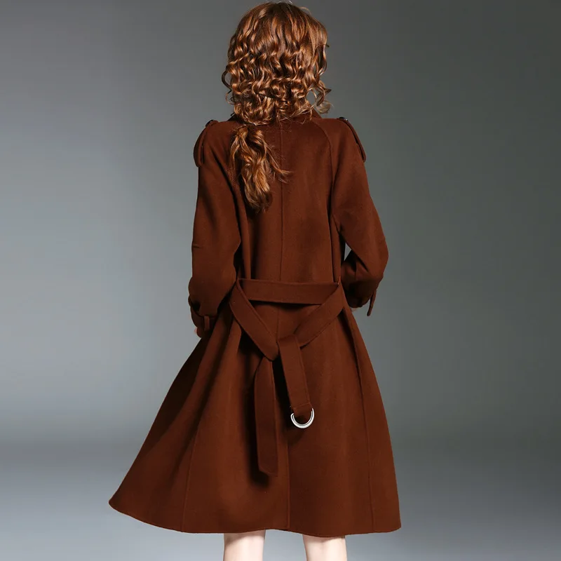 Lemon Gina Women Vintage Double Side Wool Overcoat Winter Design Fashion England Style Long Woolen Coat Cape Casual Outerwear | Женская