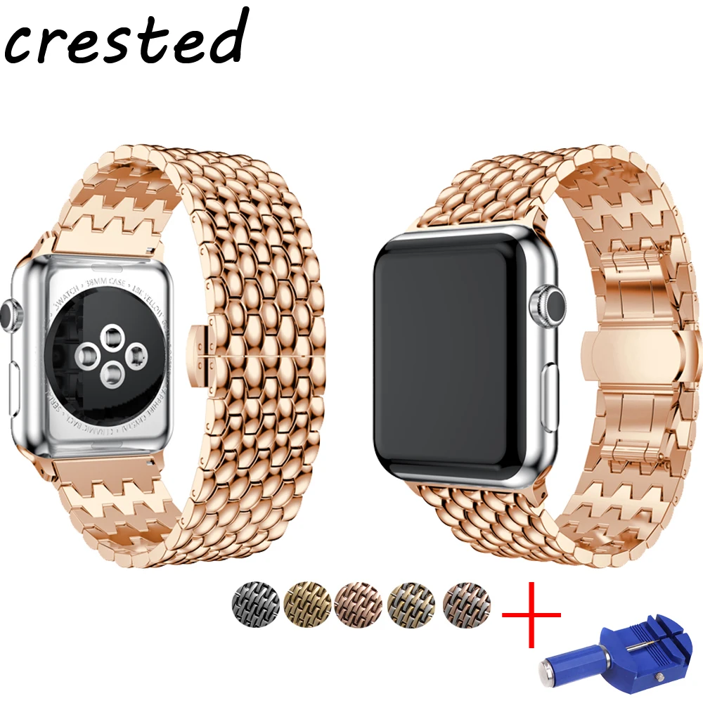 Роскошный ремешок из нержавеющей стали для apple watch band 44 мм 38 iwatch 42 40 correa браслет 4