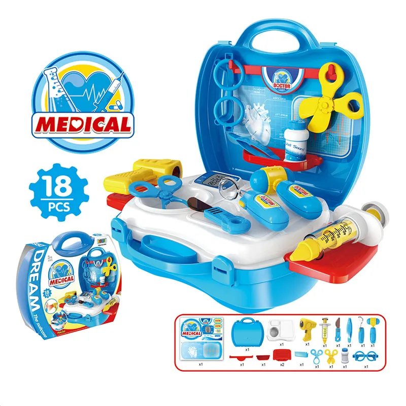 

18pcs/set Children's Doctor's Set Play House Toy Simulation Medical Care Toys Suitcase for Children