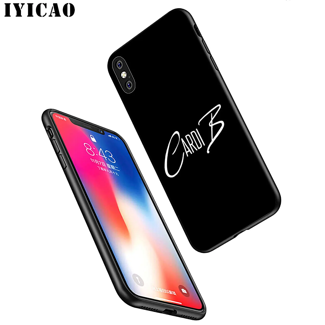 IYICAO CardiB pop Cardi B Soft Silicone Phone Case for iPhone XR X XS 11 Pro Max 6 6S 7 8 Plus 5 5S SE TPU Black Cover |