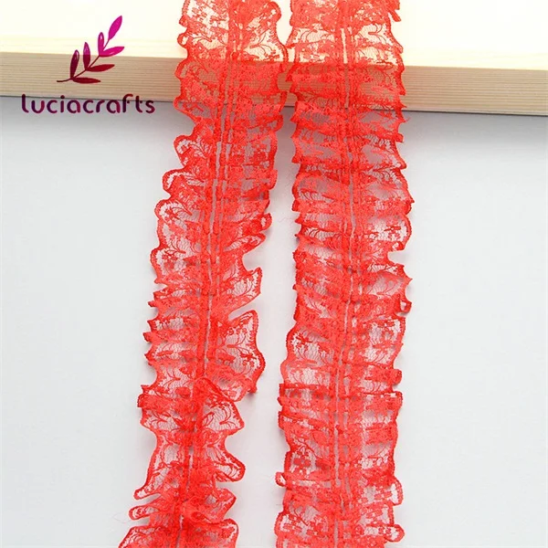 Lucia crafts 2y/5y 40 мм многоцветная кружевная отделка Лента ручной работы пэчворк пошив одежды «сделай сам» аксессуары для украшения головных уборов U0601 - Цвет: C6 Red