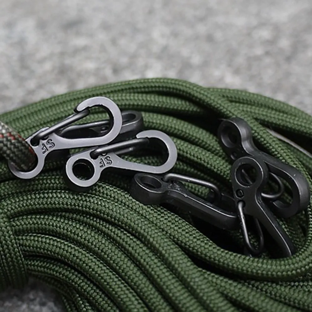 10pcs SF Mini Spring Backpack Clasps hanging keychain Climbing Carabiners metal Bottle Hooks For Hunting Climbing Outdoor Tool