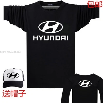 Новая футболка с логотипом автомобиля Hyundai длинным рукавом модная