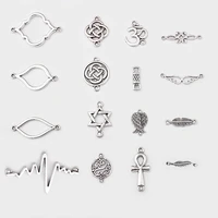 20pcs antique silver color ecg knot feather wing oval cross charms connector for bracelet necklace jewelry findings material
