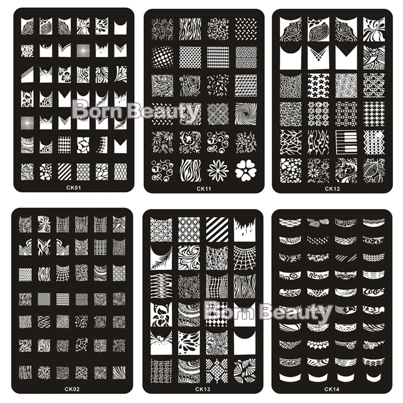 1 шт. новый дизайн шаблон для ногтей цветы французский стиль лак Штамп Штамповка