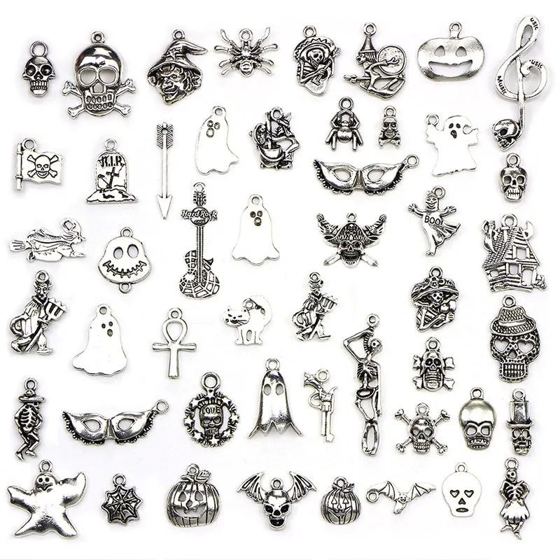 10/20/30/50pcs Charm Pendants Jewelry Mixed Christmas Halloween Antique European Bracelets Making DIY Charms Handmade | Украшения и