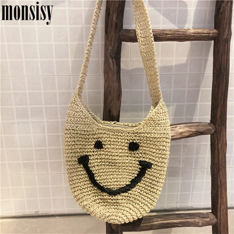 Monsisy летняя сумочка из соломы для девочек пляжная сумка модная Смешанная