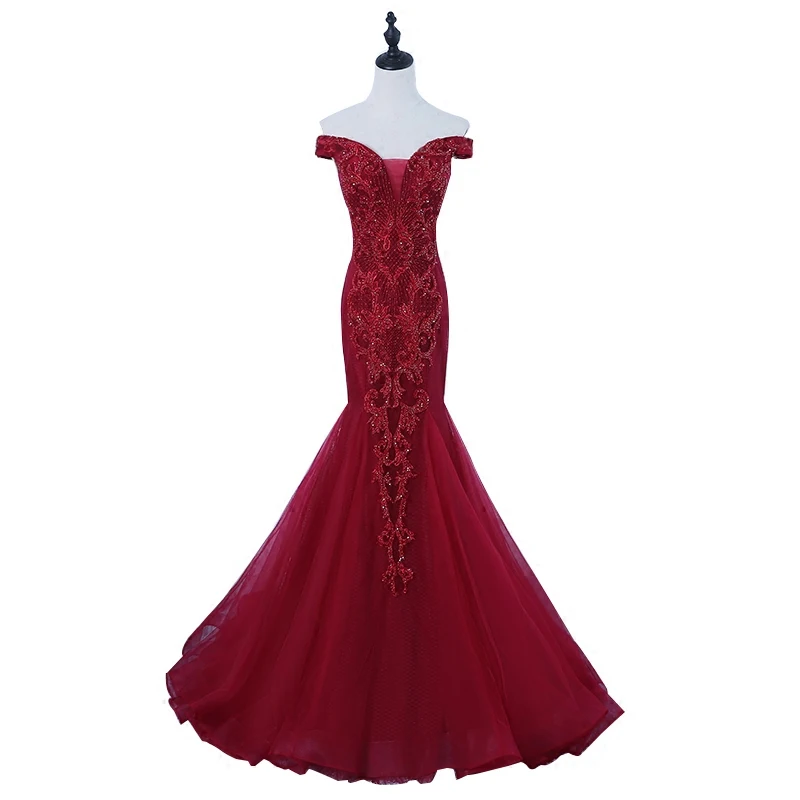 

Elegent Long Evening Dress 2020 Vestido De Festa Beading Formal Dress Evening Gown Red Prom Dresses Robe De Soiree