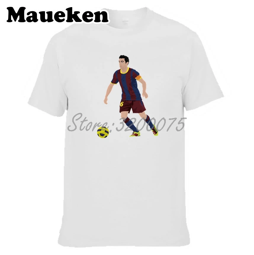 Мужская футболка Xavi Hernandez Creus 6 Legend Captain Spain с круглым вырезом W17072827|t shirt men|t shirttees men |