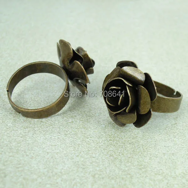 Пустые Настройки колец с винтажной филигранной 3D основой цветка розы 18