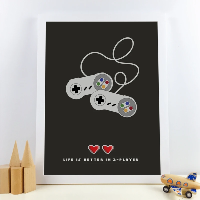 Плакаты для геймеров Life is better in 2 современные минималистичные игровые котировки