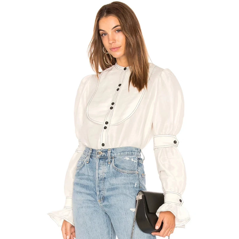Высокое качество 2018 осень/осень белая женская блузка Blusas одежда| |