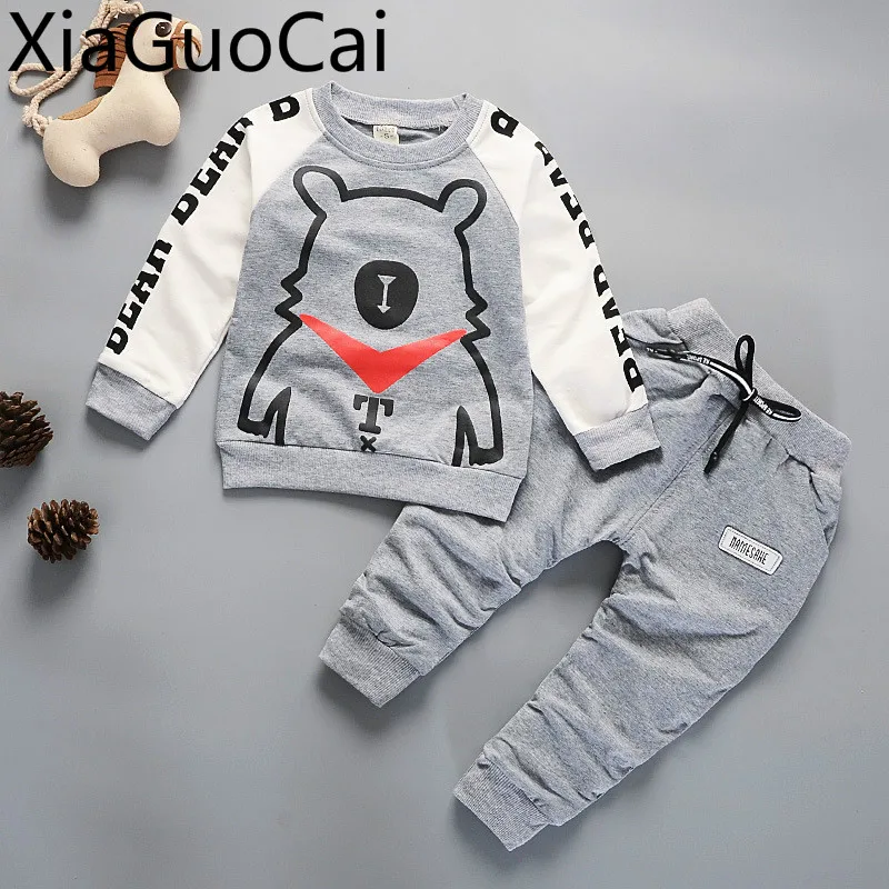 

Spring Newest Casual Dogs Style Kids Sets O-neck Long-sleeved Trousers Two Pieces of Clothing Boys'clothing Sets