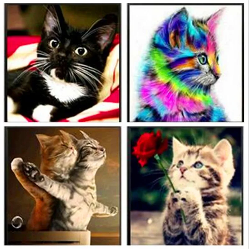 

Diamond Painting Cat Handmade Diamond Painting Diy 5D Diamond Mosaic Cartoon Cat Cross Stitch Diamond Embroidered Pattern