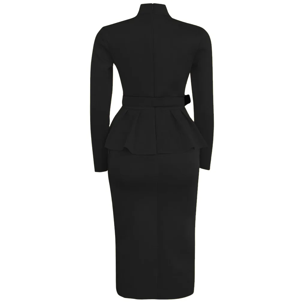 Женское винтажное платье Ассиметричное с длинным рукавом для вечеринки