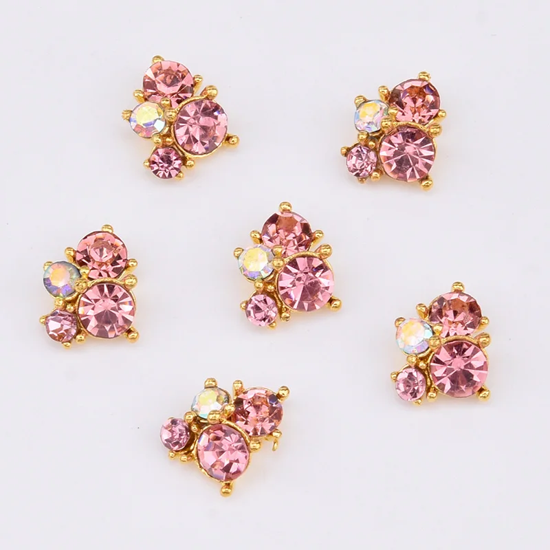 pink with gold 50 шт. 3d кристаллы для ногтей, сплав, украшения для ногтей, стразы, амулеты, популярные украшения для ногтей, dekor, профессиональные принадлежности AM359 - Цвет: pink with gold