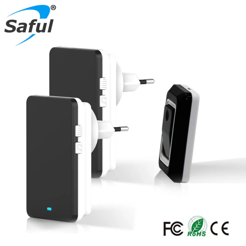 Saful Waterproof Doorbell Buttons/Touch EU Plug Wireless Outdoor Transmitter And Indoor Receiver Door Bell | Безопасность и защита