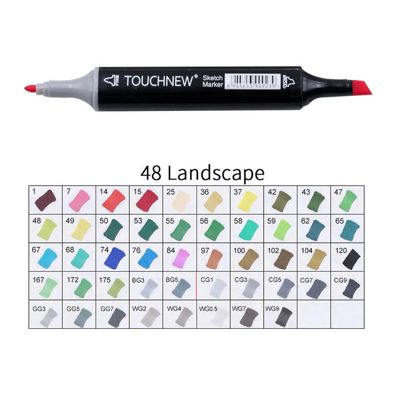 black 48 Landscape Touchnew Набор цветных копировальных маркеров спиртовые ручки, маркеры для рисования товары для рукоделия кисть манга для рисования акриловый дизайнерский набор ручек для студентов - Цвет: black 48 Landscape