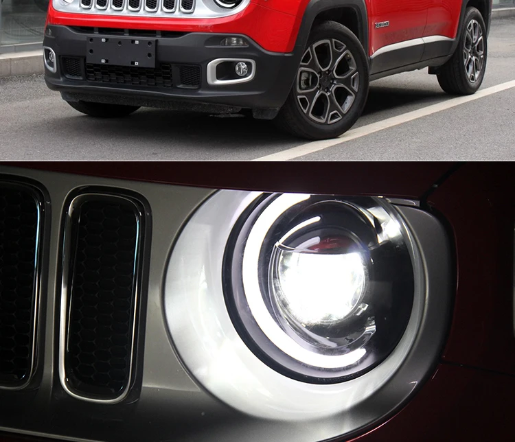 Doxa Автомобильная фара для Jeep Renegade- светодиодные фары DRL ходовые огни биксеноновый луч ангельские глазки Автомобильная фара