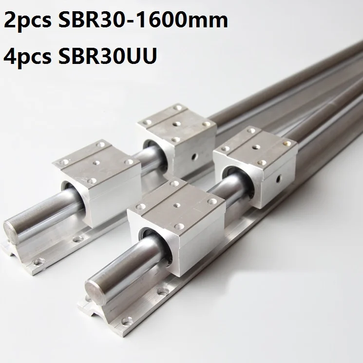 2 шт. SBR30 30 мм 1600 Поддержка линейной направляющей с 4 SBR30UU Линейный подшипник