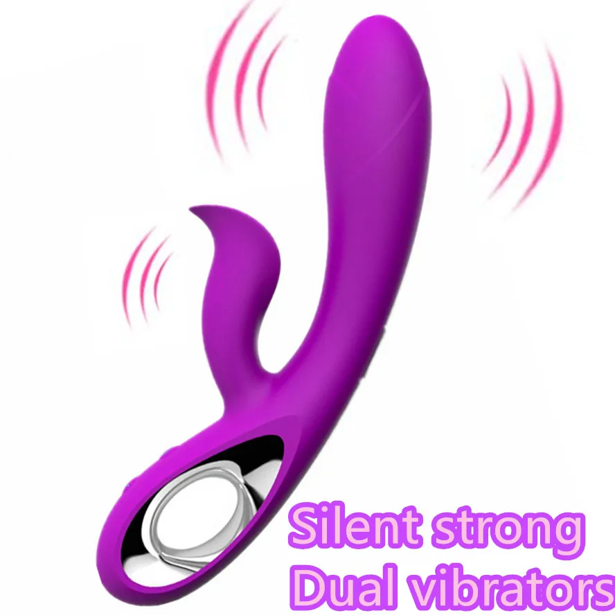 

10 Speed Rechargeable Rabbit Vibrators Clit Masturbator Double Vibrating AV Wand Adult Product Magic Massager Sex Toys For Women