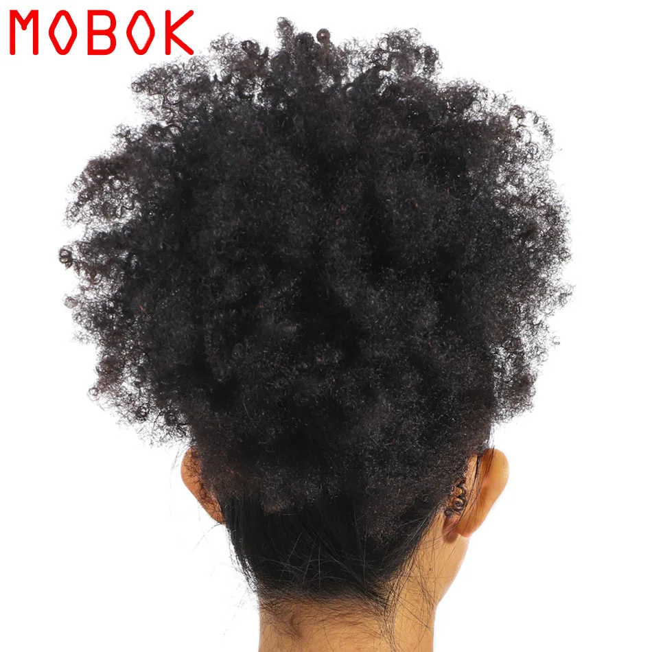 Natural Color Moбок афро кудрявые вьющиеся волосы переплетения пучки 8-20 дюймов бразильские волосы remy натуральный цвет человеческие волосы для наращивания - Цвет: Natural Color