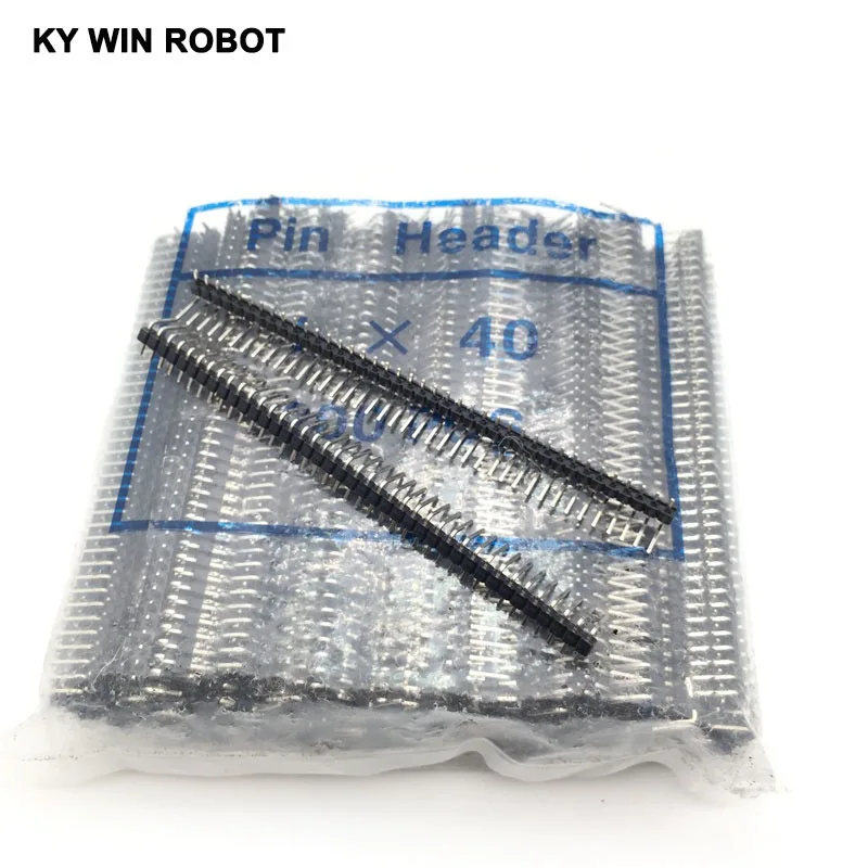 

200pcs 40 Pin 1x40 2.54 Pin Header Single Row Male Header Strip New 90 - degree bend the foot