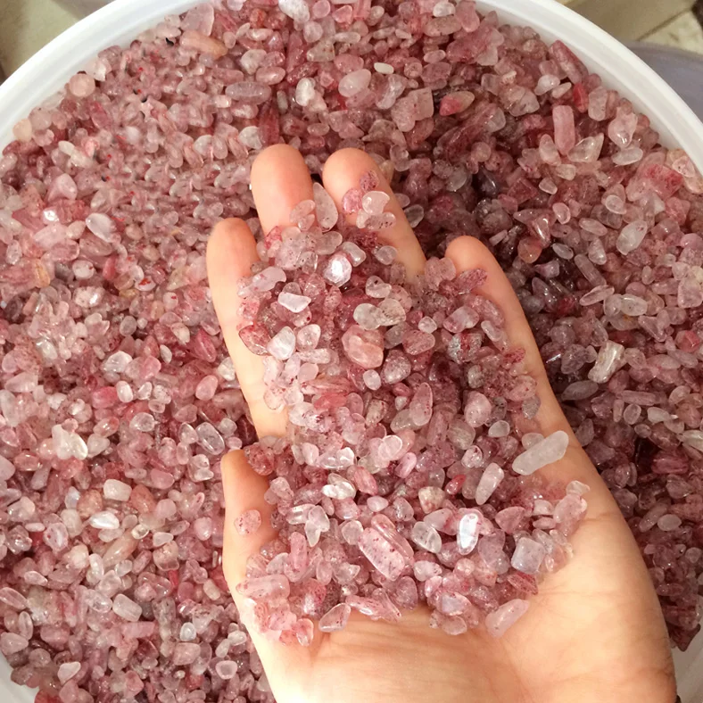 

100g Natural crystal crushed stone natural strawberry scree fishbowl stone pot gravel
