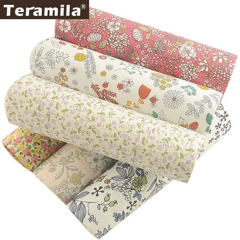 TERAMILA Telas, хлопок, ткань, с цветочным принтом, жировые четверти, лоскутное шитье, кукла, швейная ткань, сделай сам, 6 шт./40 см x 50 см, Tissu