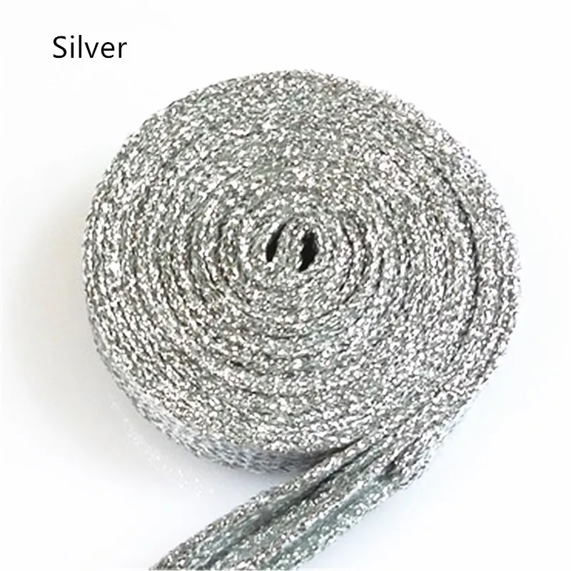 Silver-16 Модные 110 см/43 дюйма металлические блестящие плоские шнурки, шнурки для обуви, кроссовки, спортивная обувь, цветные шнурки для бега, шнурки - Цвет: Silver-16