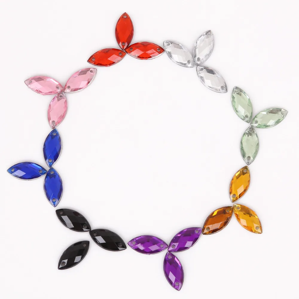 50 шт. акриловые бусины в форме конского глаза 7 х15 мм |