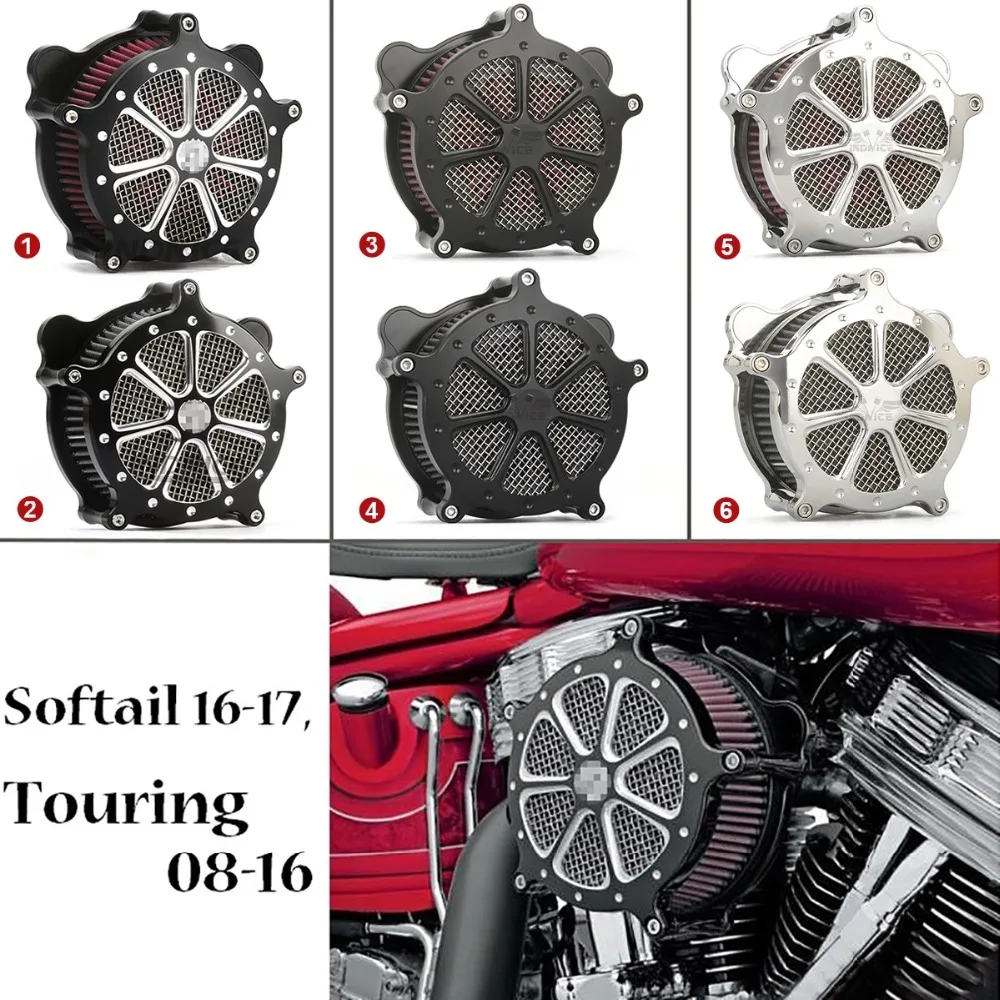 Фильтр для воздухоочистителя harley Softail Touring Venturi cut black Ops 2016 17 road king electra glide 2008