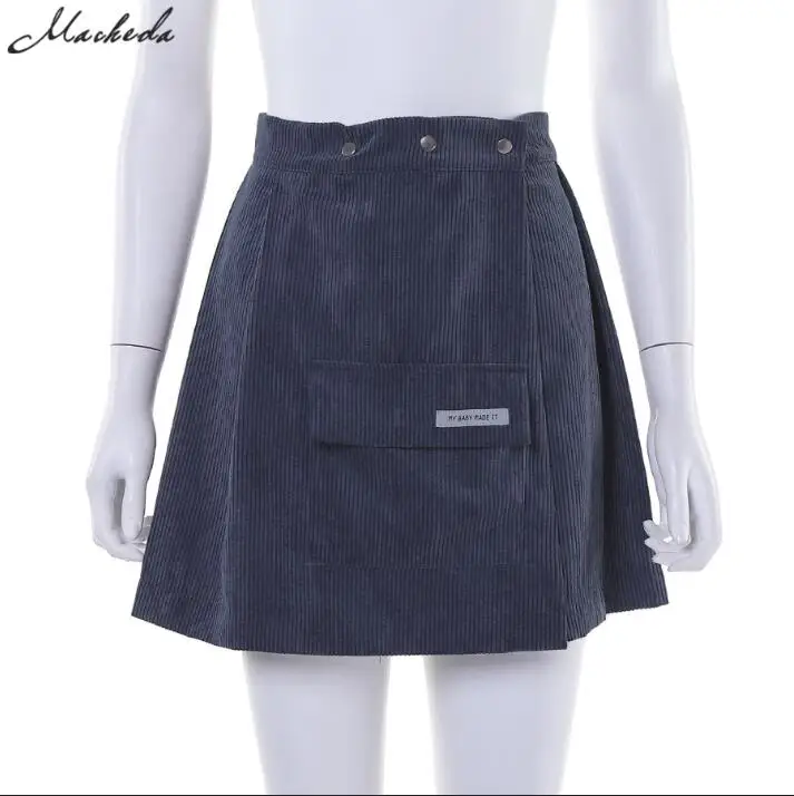 Skirt Macheda/Осенняя женская рубашка с отложным воротником и юбки, комплект из 2 предметов, Женская Повседневная Уличная мини-юбка, тонкие топы, новинка года - Цвет: Skirt