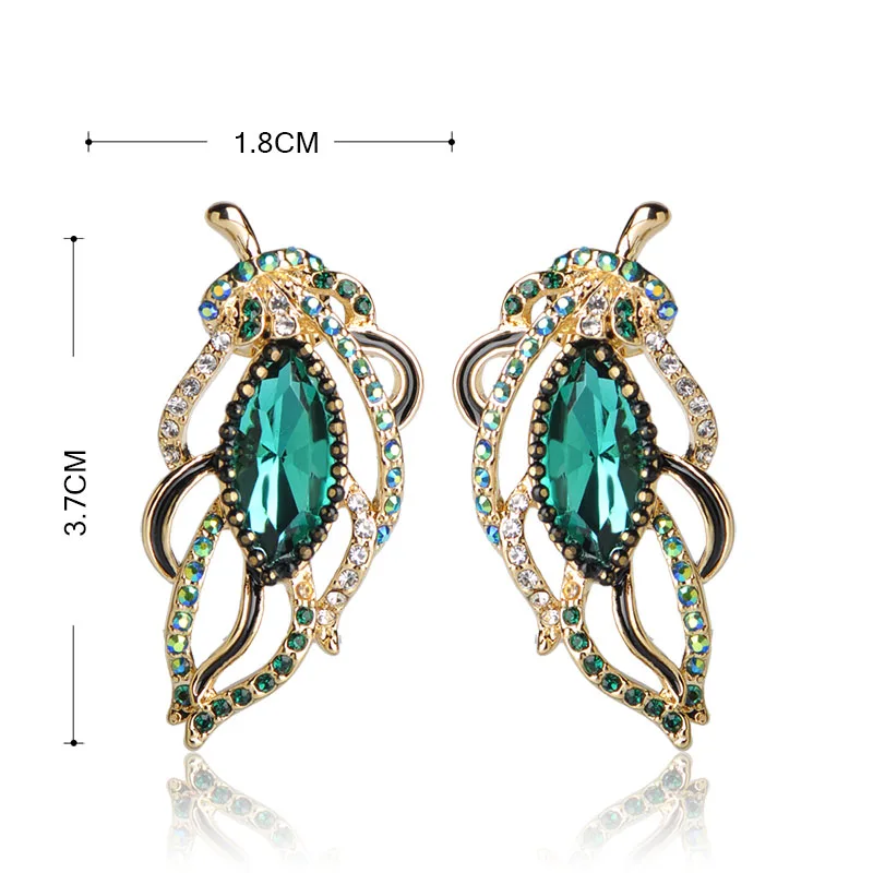 Женские крупные серьги-гвоздики Blucome зеленые серьги золотого цвета в форме