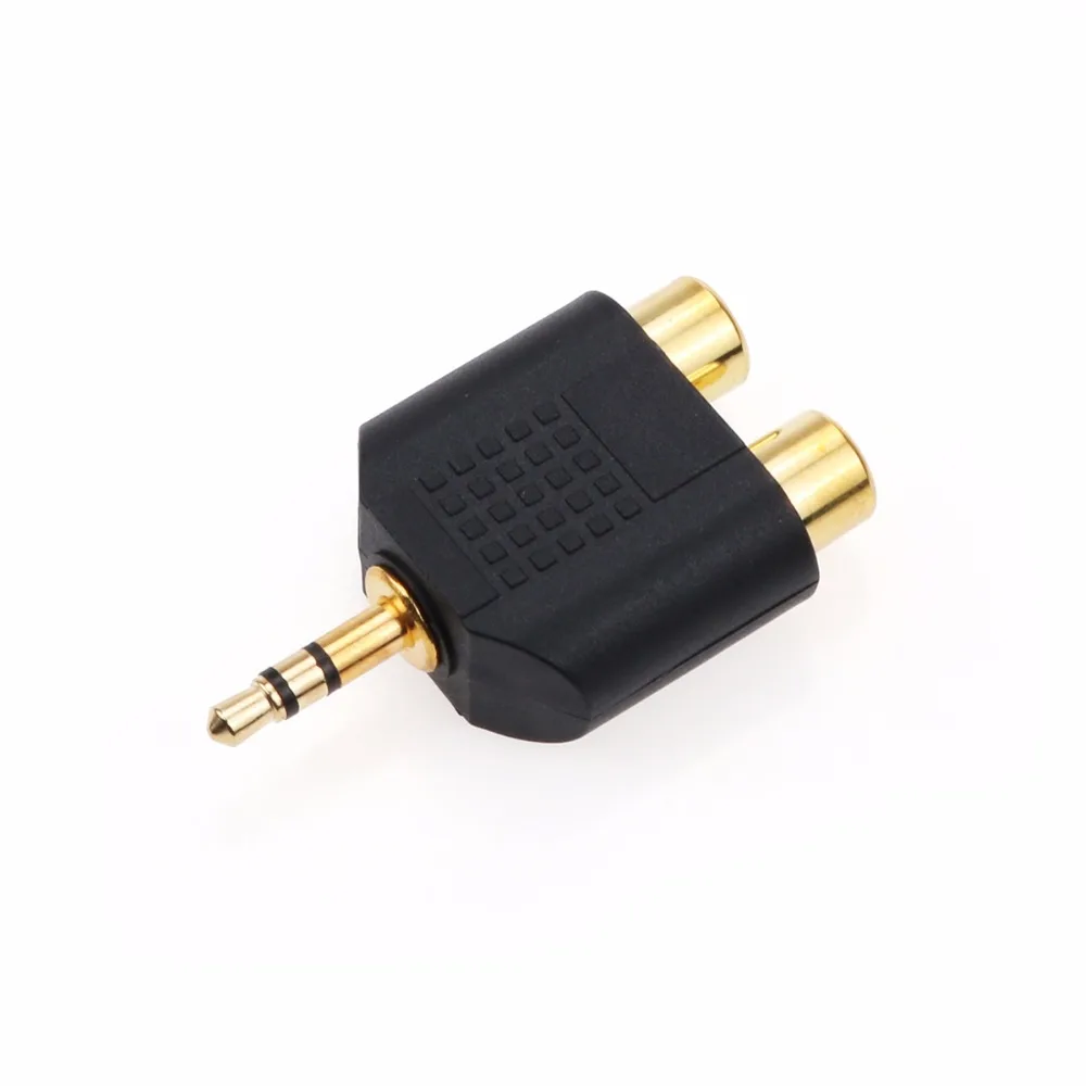 JCD 1/8 &quot3 5 мм Джек 2 адаптер RCA Y сплиттер стерео штекер 2x женский золотой мини
