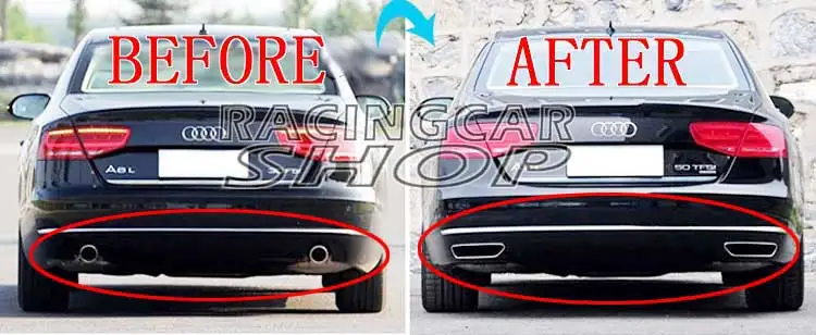 Неокрашенный W12 Стиль задний диффузор выхлопные наконечники глушитель Конец для