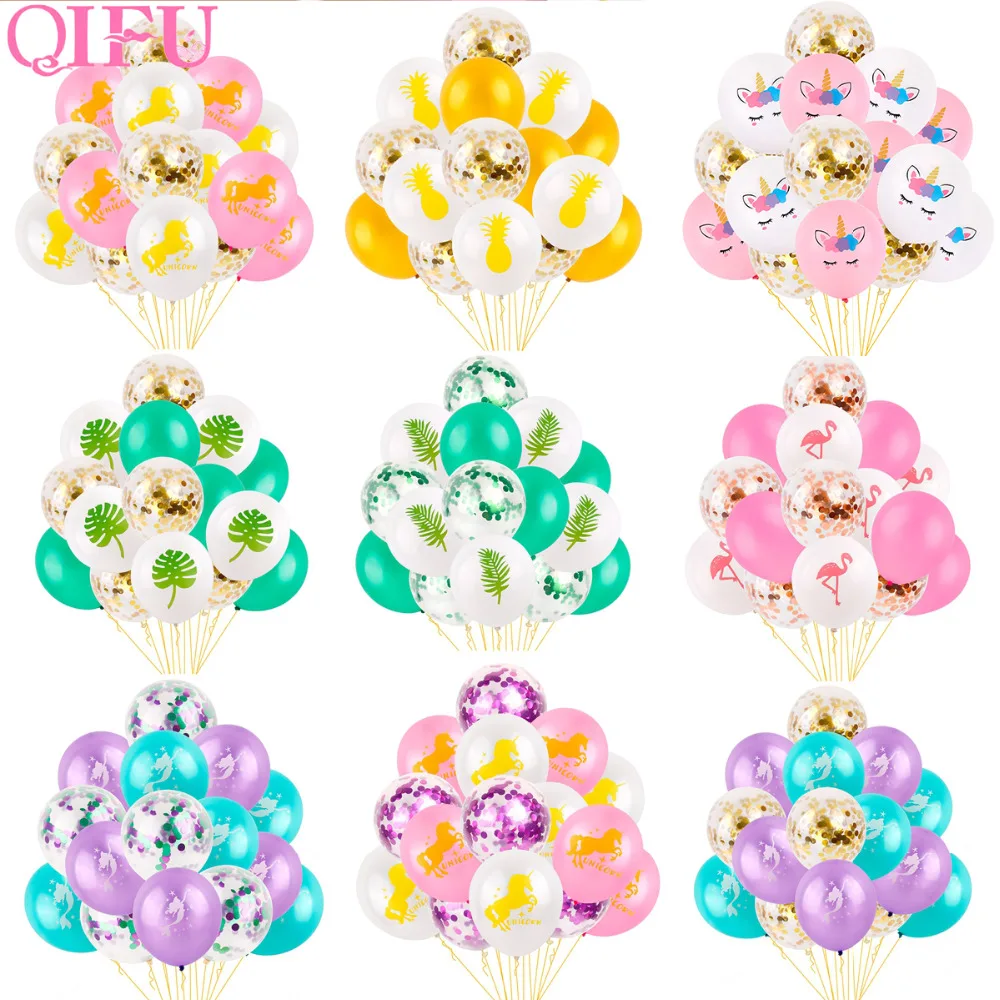 QIFU 15 шт. латексный шар русалка единорог украшение для дня рождения детский