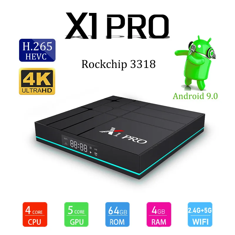 Мини ТВ бокс приставка Android 9 0 4 ГБ 64 Rockchip RK3318 K Wifi цифровой USB3.0 H.265 Google Play IP
