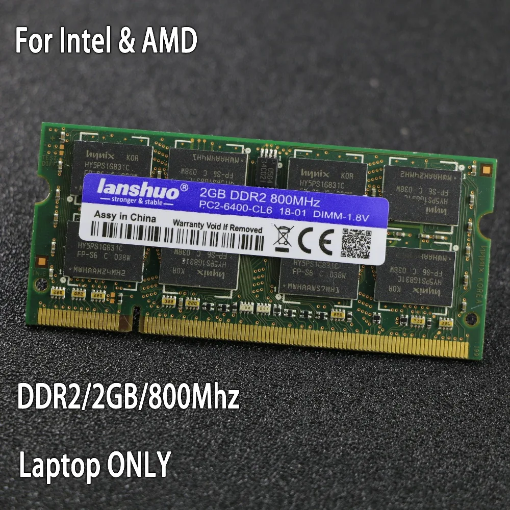 Набор микросхем DDR2 2 ГБ 800 МГц 800 PC2-6400 DDR 2 2G ноутбук памяти Оперативная память 200PIN SODIMM для подходит для Intel, подходит для AMD на платформе