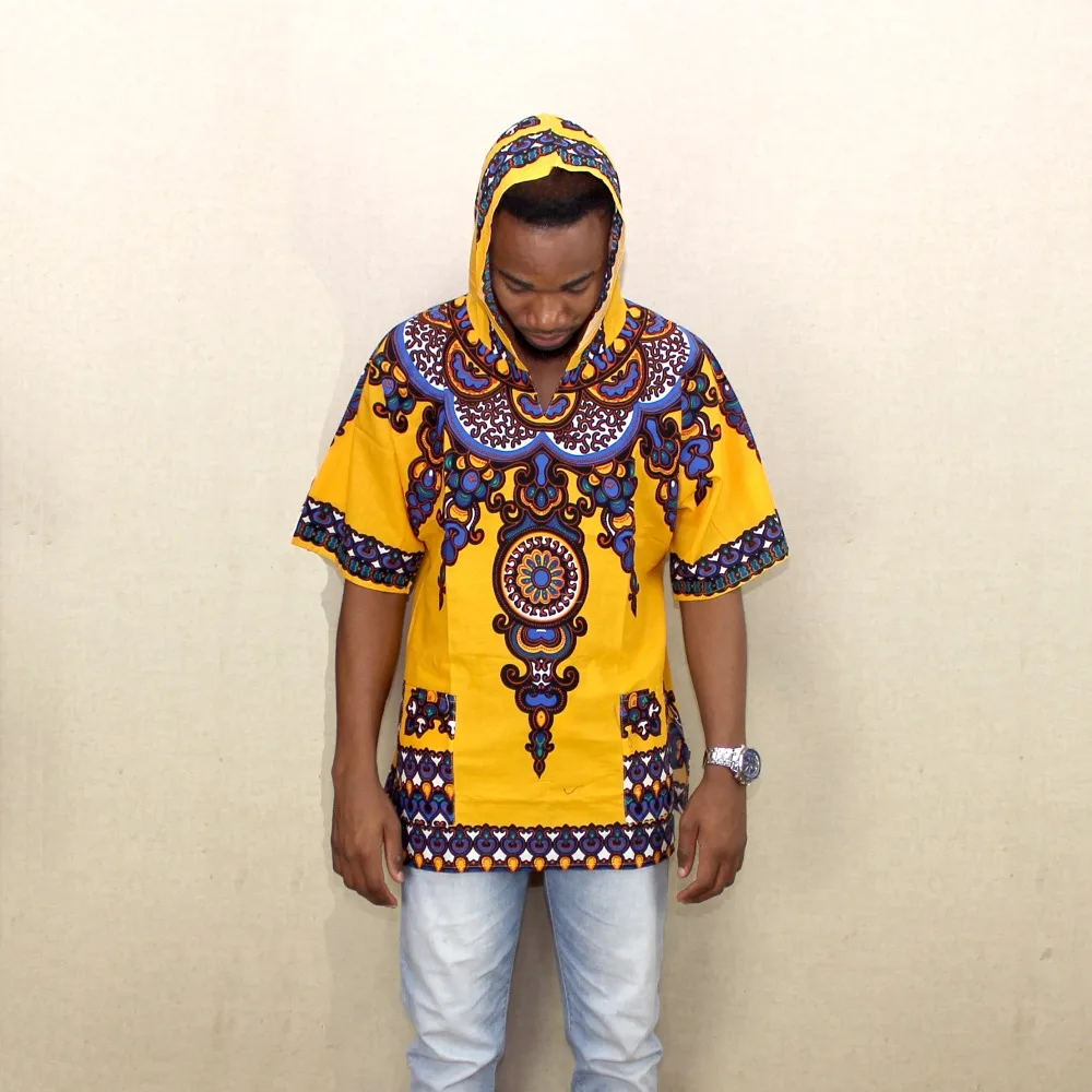 Dashikiage желтая Мужская хипстерская хип хоп африканская Дашики ткань удлиненная