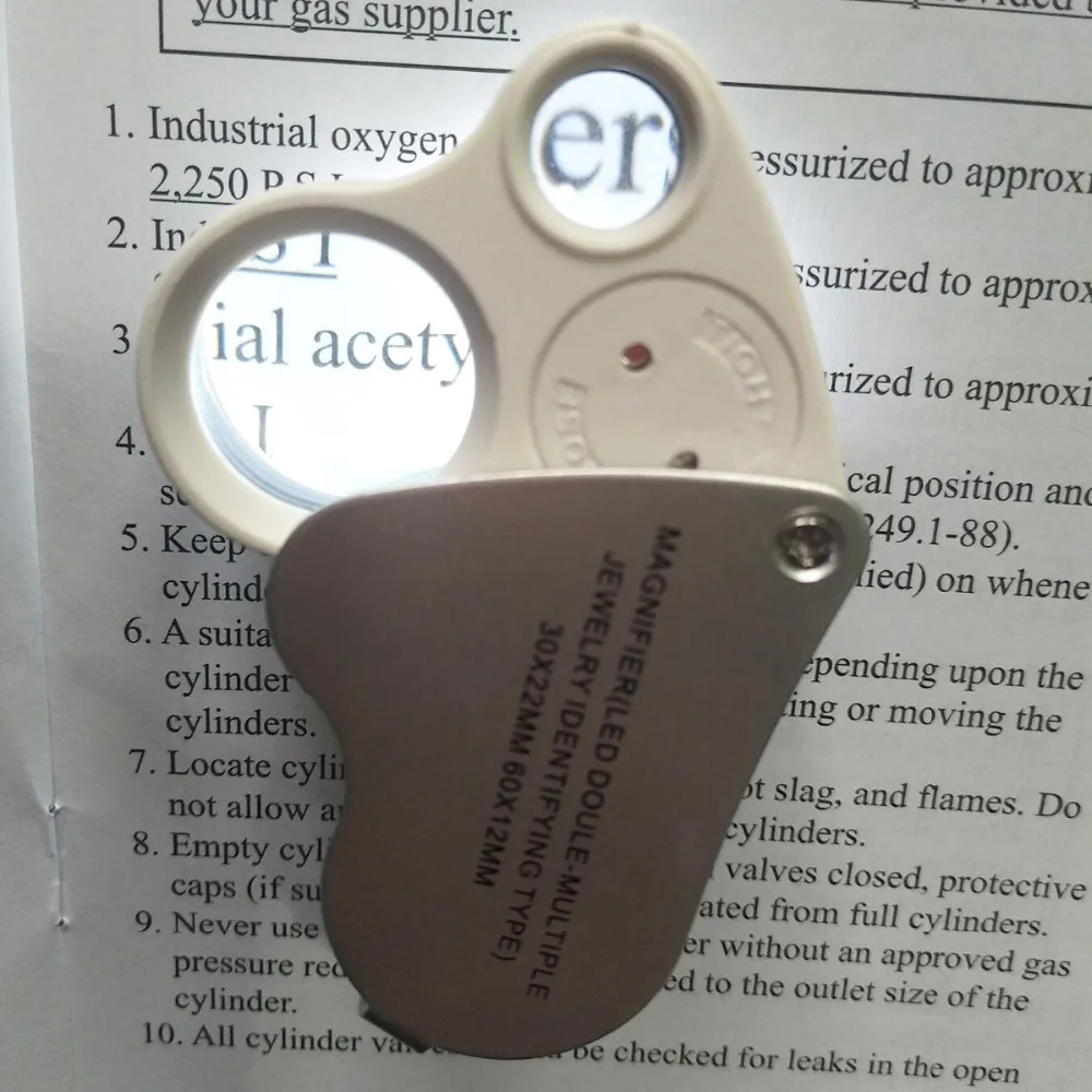 30X 60X светодиодный освещенный подсвеченный Ювелирный инструмент лупа для